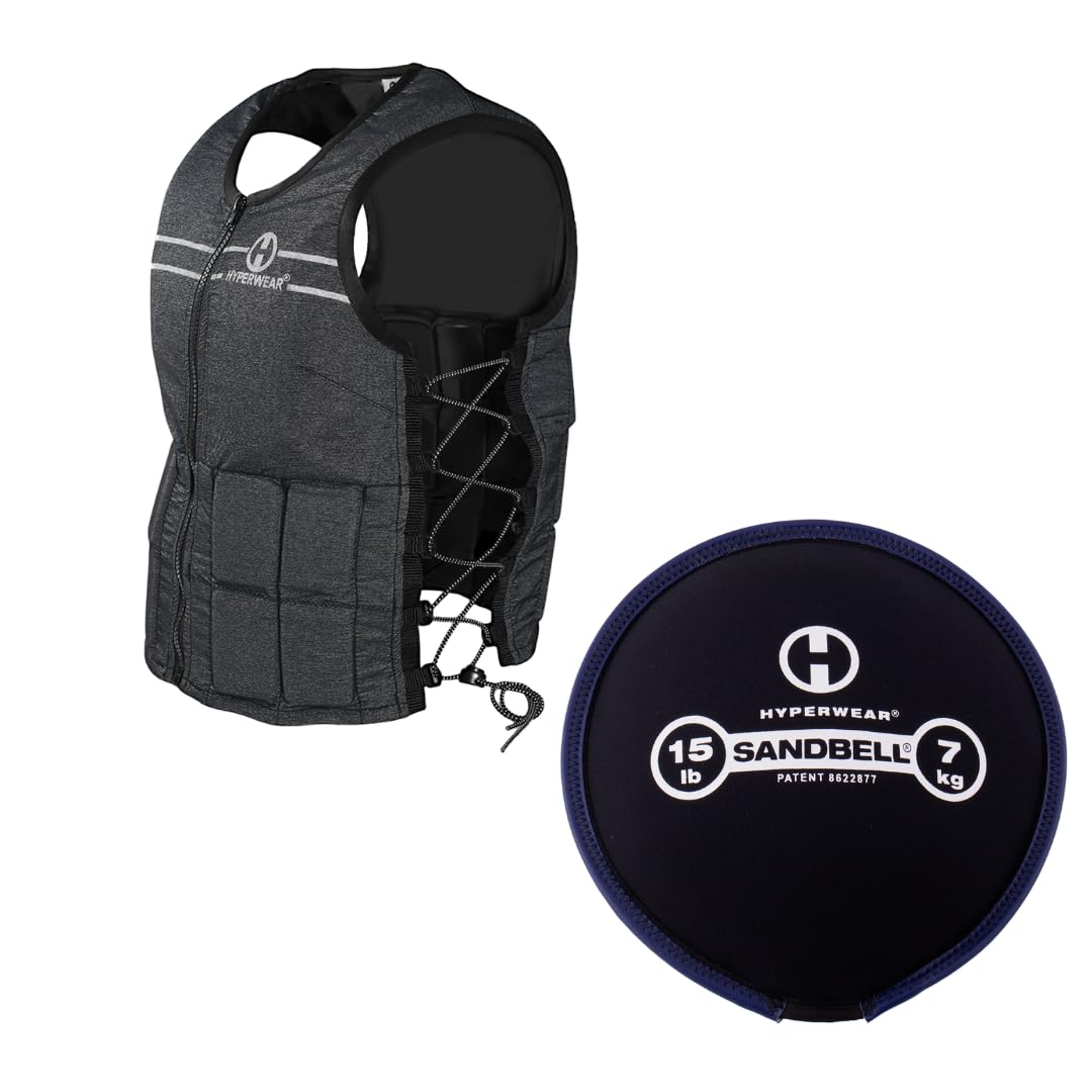 Hyperwear Adjustable 10 lbs Womens Weight Vest Full Zip SandBell 15 lbs Free Weight soft sand neoprene