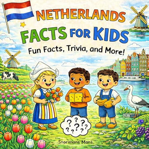 Netherlands Facts for kids 5-10: A Fun Geography & Culture Trivia Book - Amsterdam, Windmills, Tulips, Canals, Animals & More
