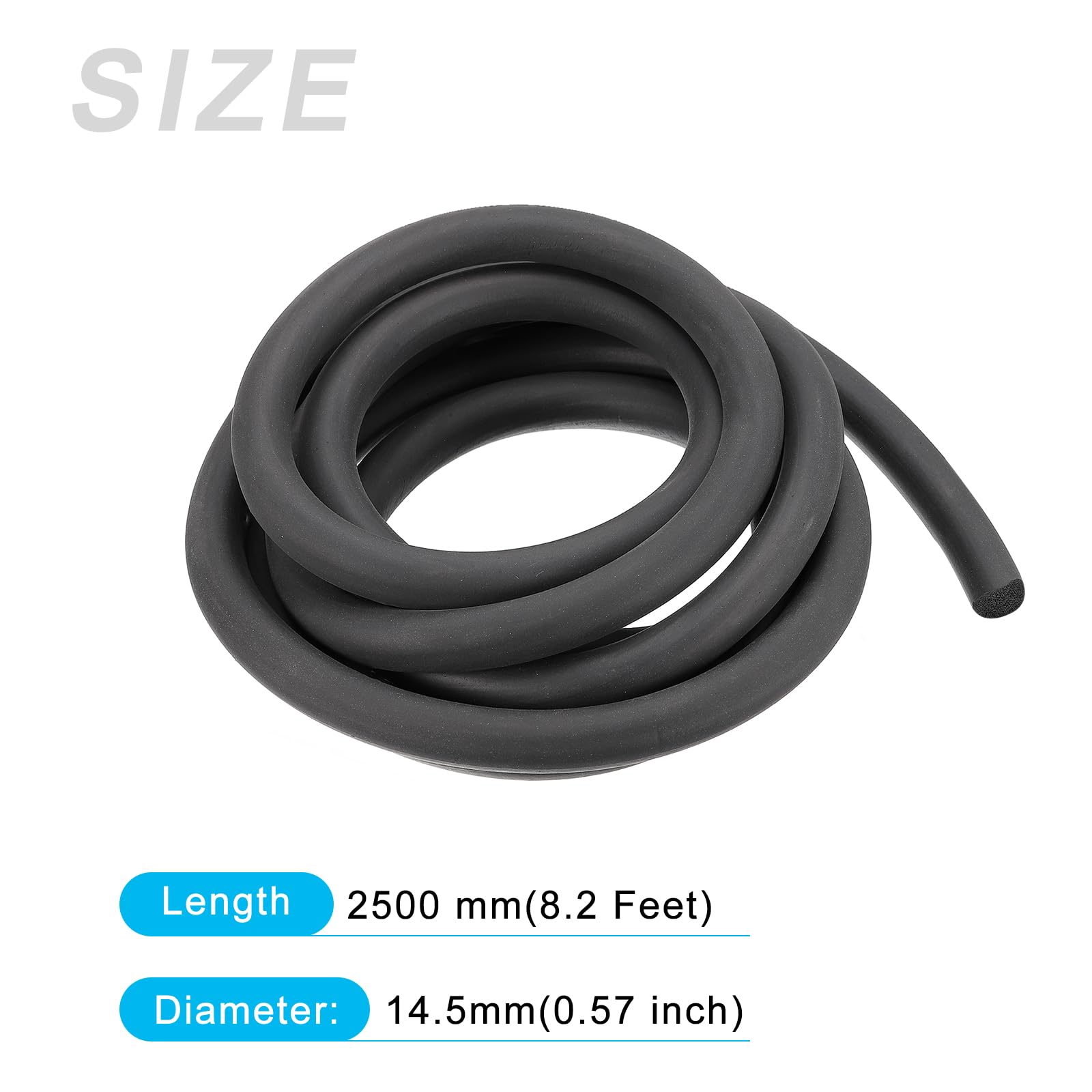 METALLIXITY Sponge Rubber Sealing Strip (8.2Ft x 0.57" W), Round Solid Seal Watertight Weatherstripping - Image 2