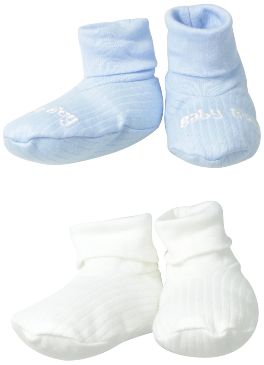 Gerber Baby Boys' Newborn 2 Pack Textured Booties, Blue