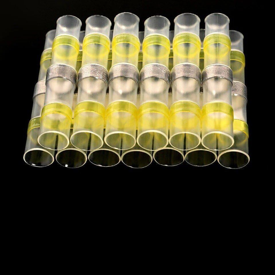 100 Pcs of Yellow Solder Seal Sleeve Heat Shrink Butt Wire Connectors Terminals