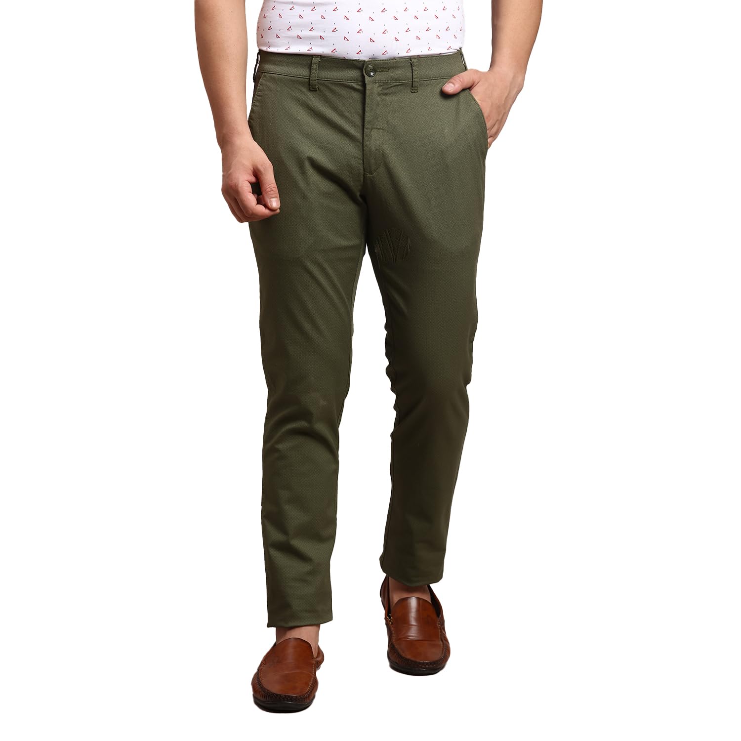 colorplus Men's Cotton Blend Print Pattern Nuvo Fit Flat Front Casual Trouser-picture-34