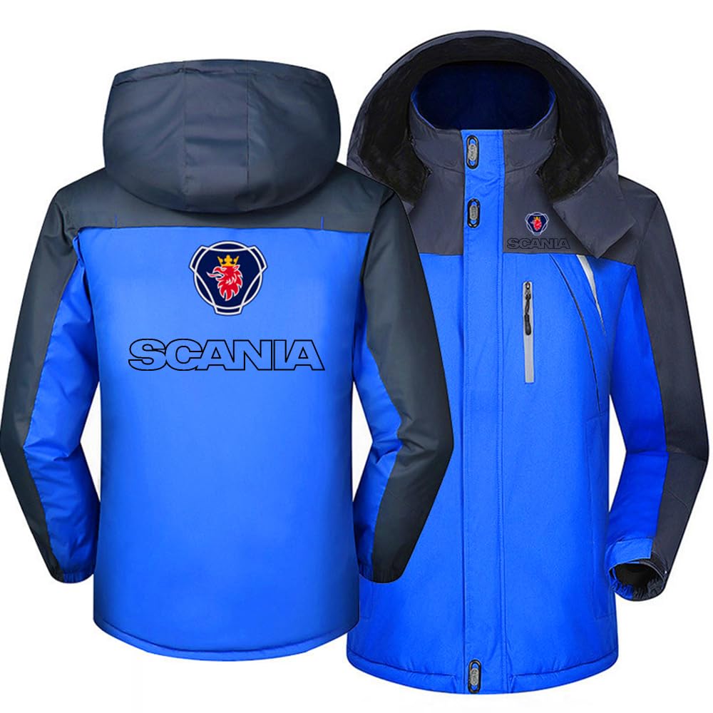 Sidhu Men's Blue Winter Full Zip Jacket For Scania Ski Jacket With Detachable Hood Fleece Snow Jacket Waterproof Mountain Windbreaker Windproof Hiking Walking Outdoor Coat,-M