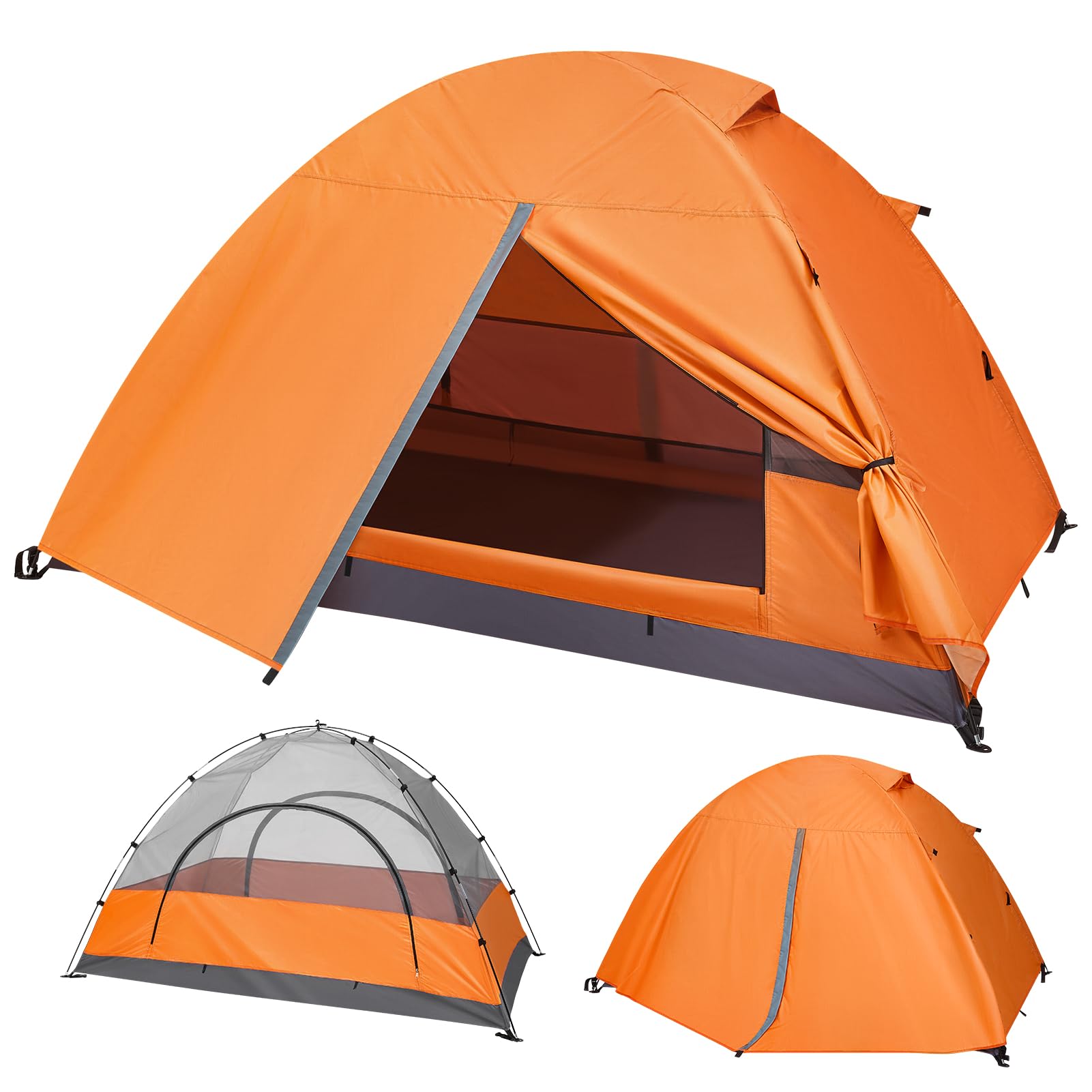 Warmiehomy Camping Tent, 1 Man Waterproof Dome Tent, Lightweight Backpacking Tent, Easy Set Up, 3 Season One Person Tents for Hiking Outdoor Mountaineering Travel