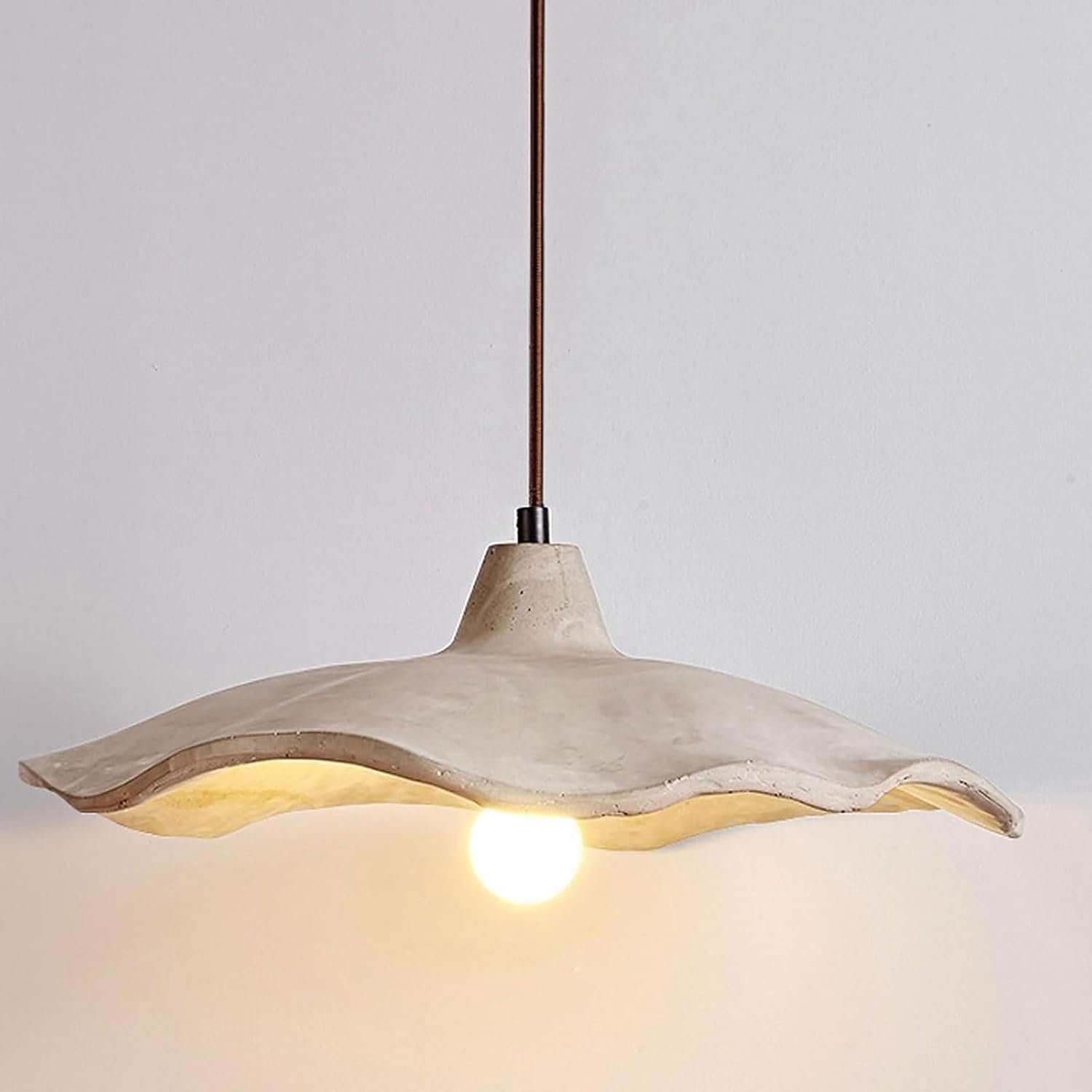 Stesulfr Pendant Lamp Retro Wabi Sabi Style Kitchen Island Light Concrete Lotus Shape Lampshade E27 Hanging Light Gray Cement Ceiling Chandelier Suitable for Bedroom Living Room Dining Room(25CM)