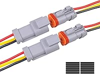 Vista 12 de Exqutoo Paquete de 2 conectores DT impermeables de 2 pines macho y hembra con cables de 16AWG 105℃ 600V y tubos termorretráctiles, aplicables