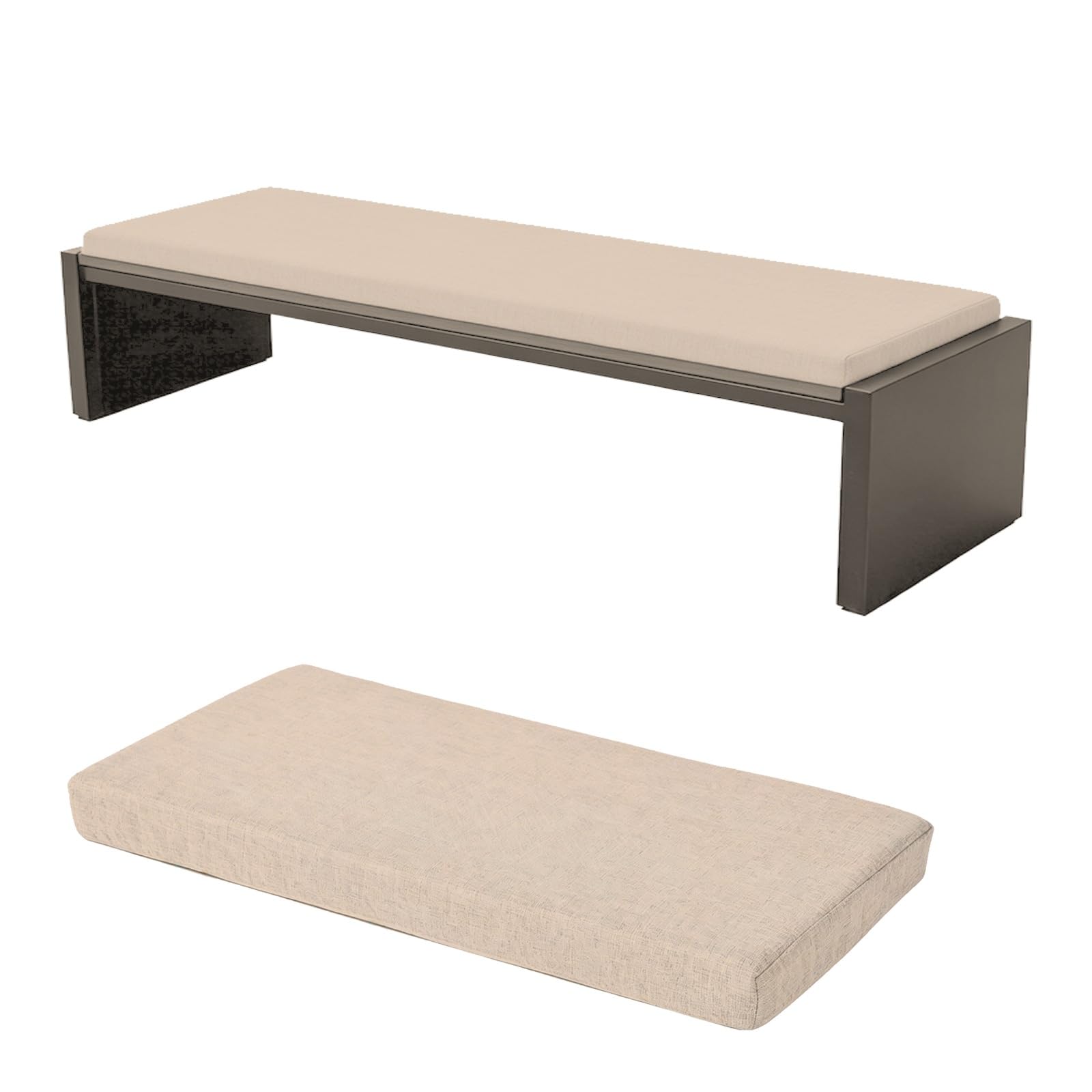 TRQQWEQQ Bench Cushion for Indoor/Outdoor 3cm Thick Chenille Non-Slip Furniture Replacement Cushion Washable Swing Bench Cushions with Zipper for Patio Garden Porch(Khaki,12x46in)