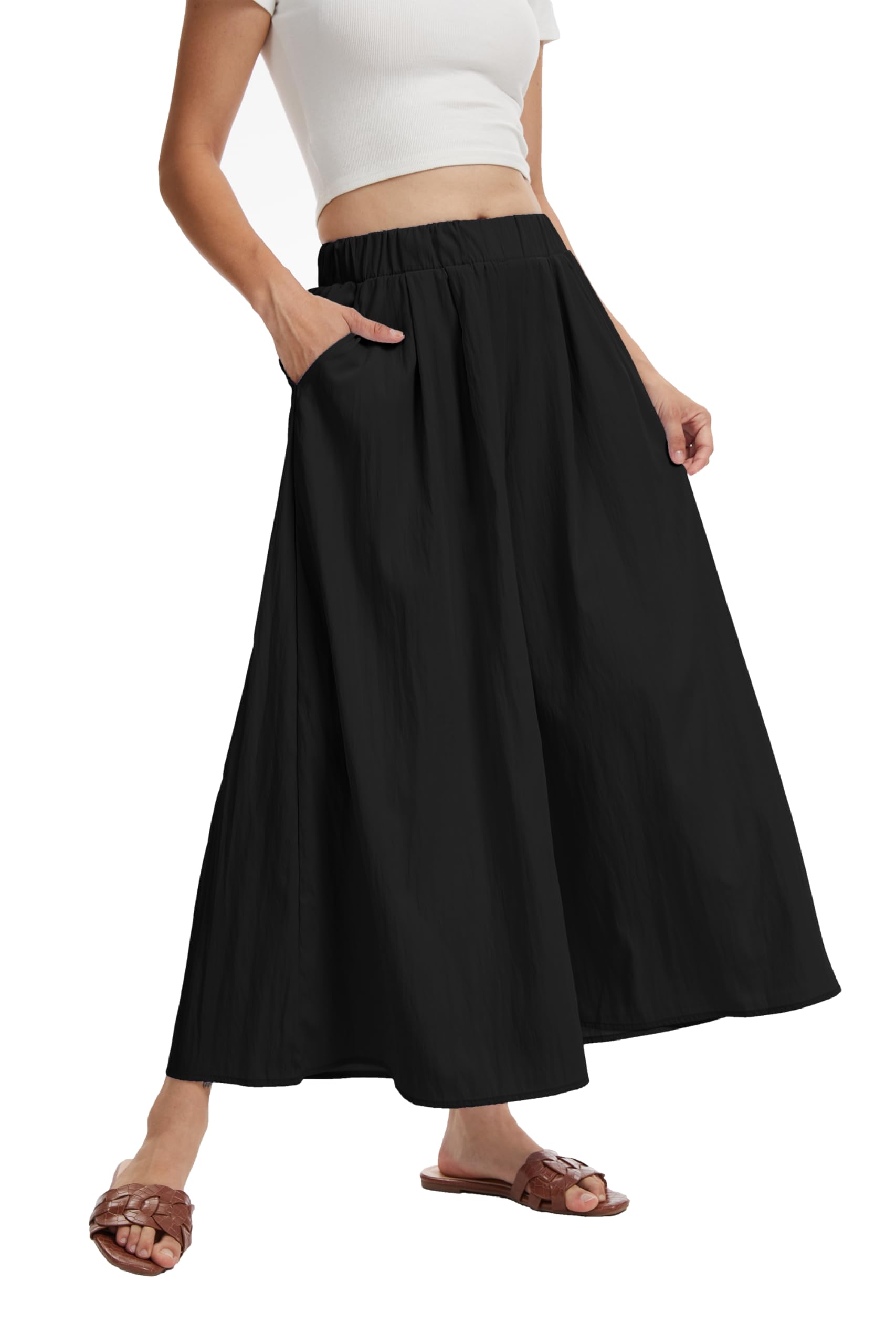 Womens Wide Leg Casual Pants High Waist Lightweight Trousers with Pockets