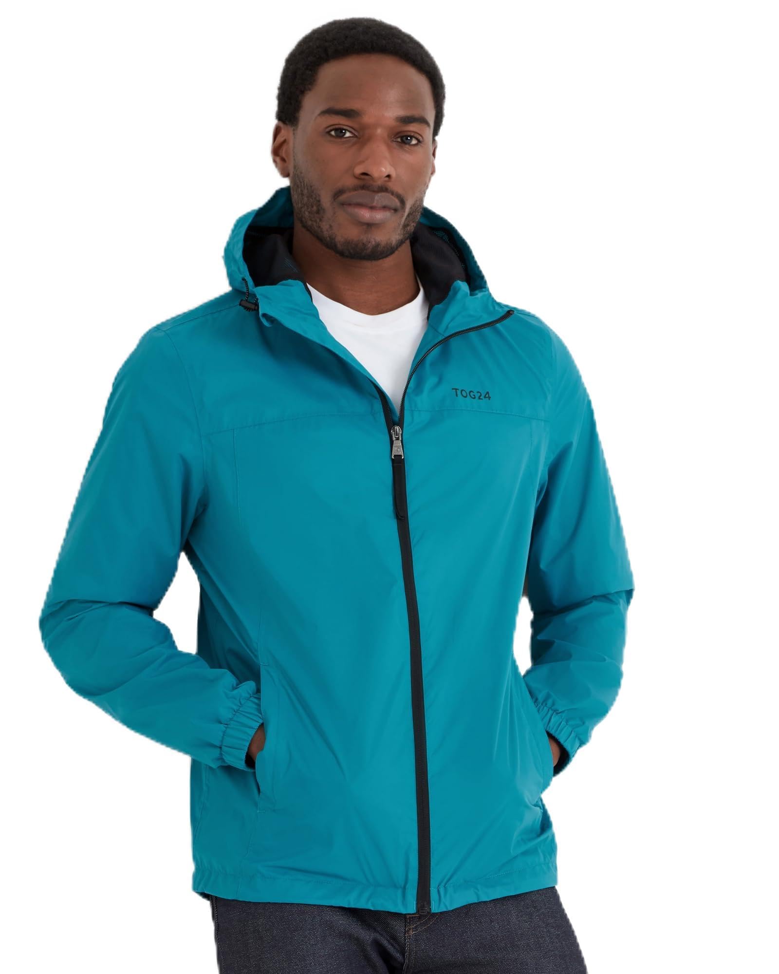 TOG24 Craven Mens Waterproof Packaway Jacket with Bag, Full Length Zip and Adjustable Hood, Breathable, Windproof