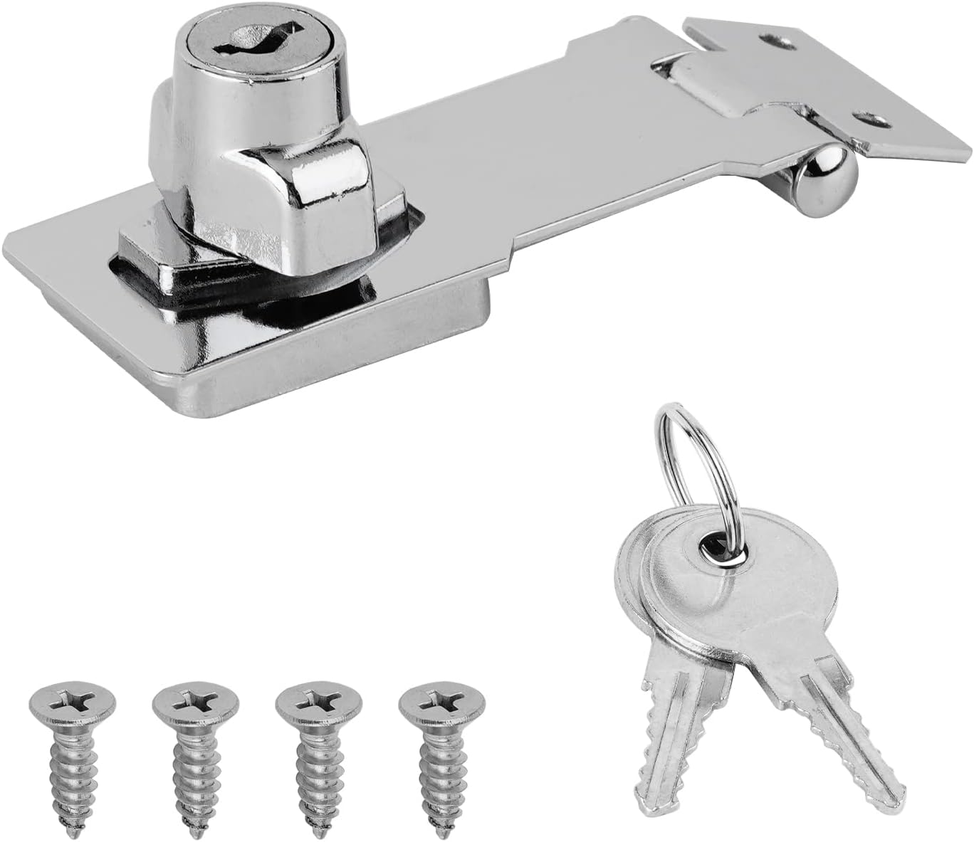 Mromax ドア掛け金ラッチ ドアボルトラッチ スライドラッチ ステンレス製 ドア留め スレンレススチール 南京錠留め金 Stapleパーツ ドア後付け ロックシフトゲートラッチ 安全ドアロックボタン ドア用 シルバートーン 長さ95mm 幅35mm 1個入り