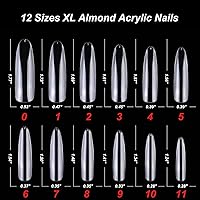Vista 3 de LoveOurHome 240 puntas de uñas postizas XL de acrílico transparente en forma de almendra, uñas de cobertura completa, uñas postizas extralargas