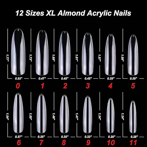 Miniatura 3 de LoveOurHome 240 puntas de uñas postizas XL de acrílico transparente en forma de almendra, uñas de cobertura completa, uñas postizas extralargas,