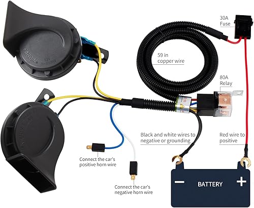 Miniatura 4 de Bocina de auto para camión de 12 V, cuerno banhao impermeable de tono alto y bajo, ajuste universal, bocina de caracol eléctrico súper fuerte, kit