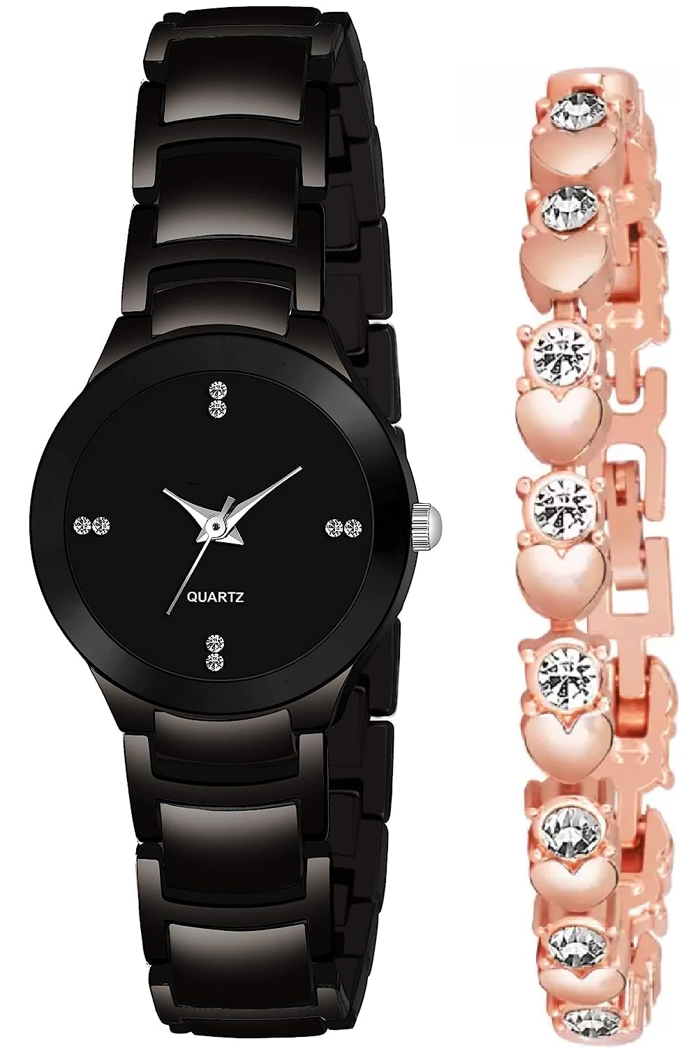 SELLORIA Brand a Womens Branded Rose Gold Bracelet Analouge Multi Dial Plated Watch Multi Strap Wrist Watches for Womens Ladies Girls Watch (Full Black) (B0CBMF938Z) Amazon Price History, Amazon Price Tracker