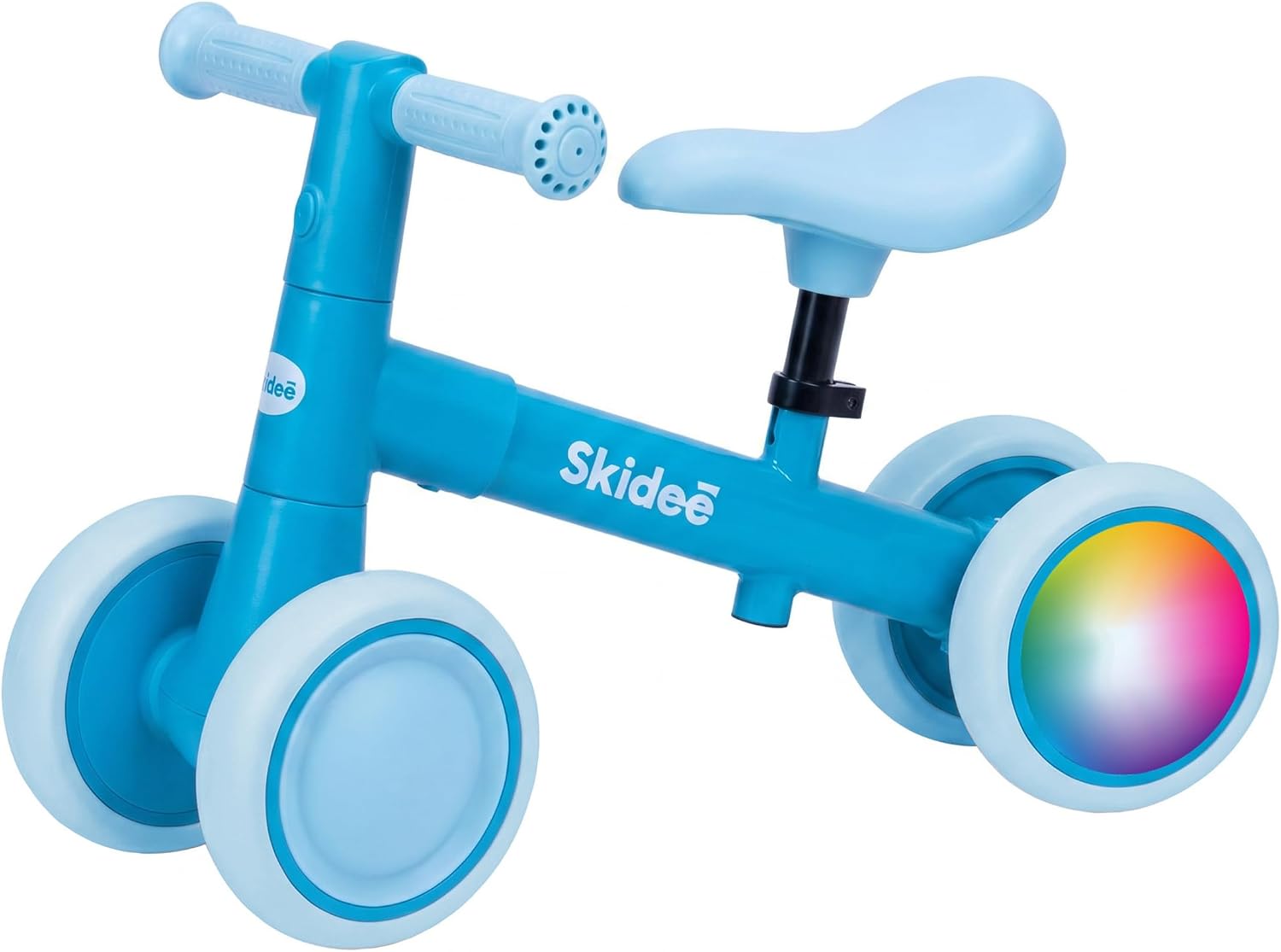 Toddler Balance Bike 1-3, 4-Wheel Balance Bike with Rare Light-Motion-Activated LED Wheels, Adjustable Height & Child Safe Steering, Lightweight Ride-On Toy Boys & Girls