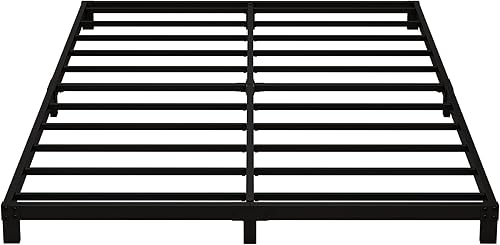 Armazón de Cama Tamaño Completo Bajo de 5 Pulgadas, Plataforma de Metal Resistente, No Necesita Somier, Base de Colchón de Fácil Montaje, Sin Ruido,
