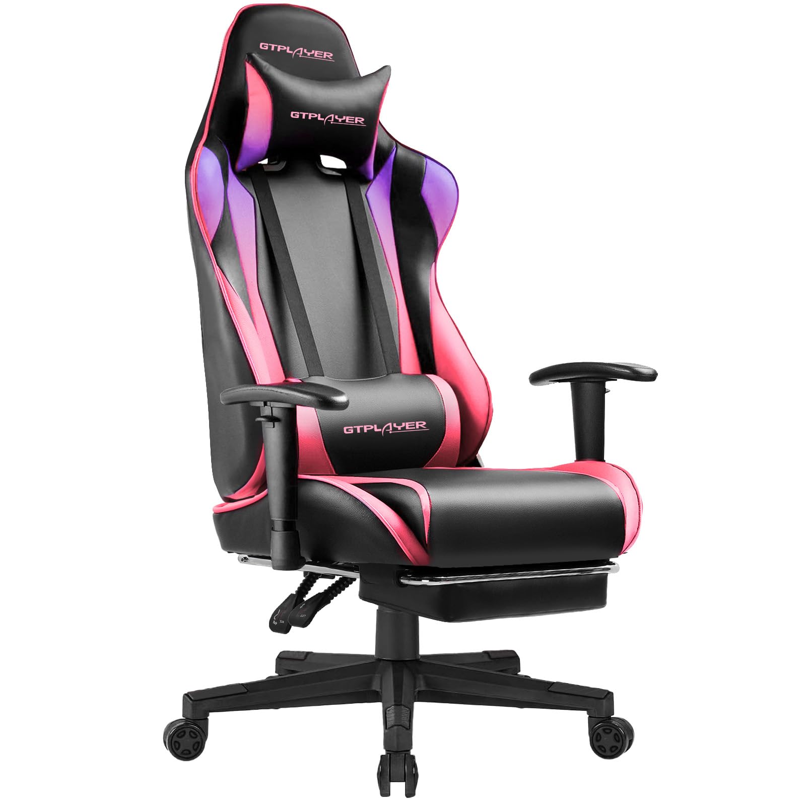 GTPLAYER Gaming Chair with Footrest, Ergonomic Computer Game Desk Chair, Reclining Game Chair Seat Height Adjustment, Swivel Rocker with Headrest and