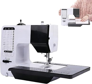 Heavy Duty Industrial Sewing Machine with 38 Built-in Stitches   Portable Electric Crafting Tool with Extension Table, LED Night Light, and Foot Pedal for Beginners, Professionals, and Home DIY