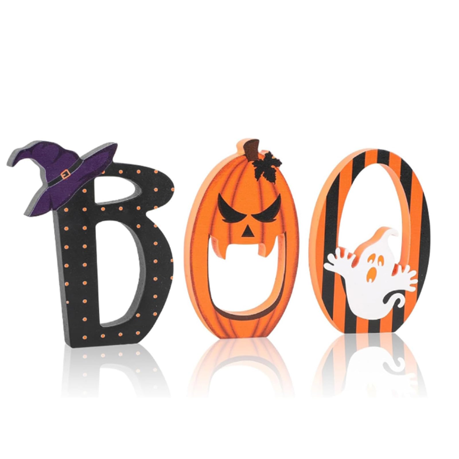 Shunzhong Oaken Halloween Deck Set of 3 Jeer Manifestation Vegetable Bat Figurines for Threshold Table Window Display Halloween Party Wood Handicrafts