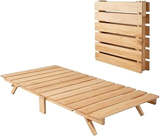 EMOOR Foldable Wood Slatted Floor Bed Frame OSMOS Twin Solid Pine (Earth-Natural), Easy Assembly Space Saving Storable Floor Life Tatami