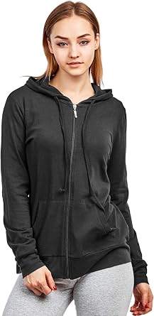 Womens Zip Up Cotton Light Hoodie Jacket