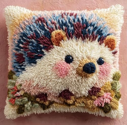 Taxpy Latch Hook Pillow Kits Hedgehog 17X17In