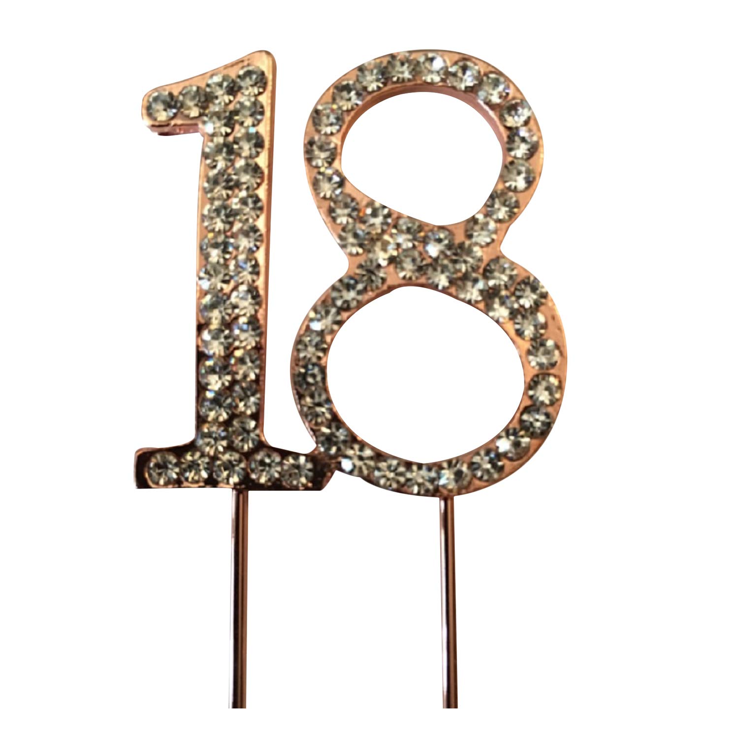 BMC-Designs Rose Gold 18TH Birthday Diamante Cake Topper Decoration Pick 18 TH Eighteen Eighteenth UK Seller