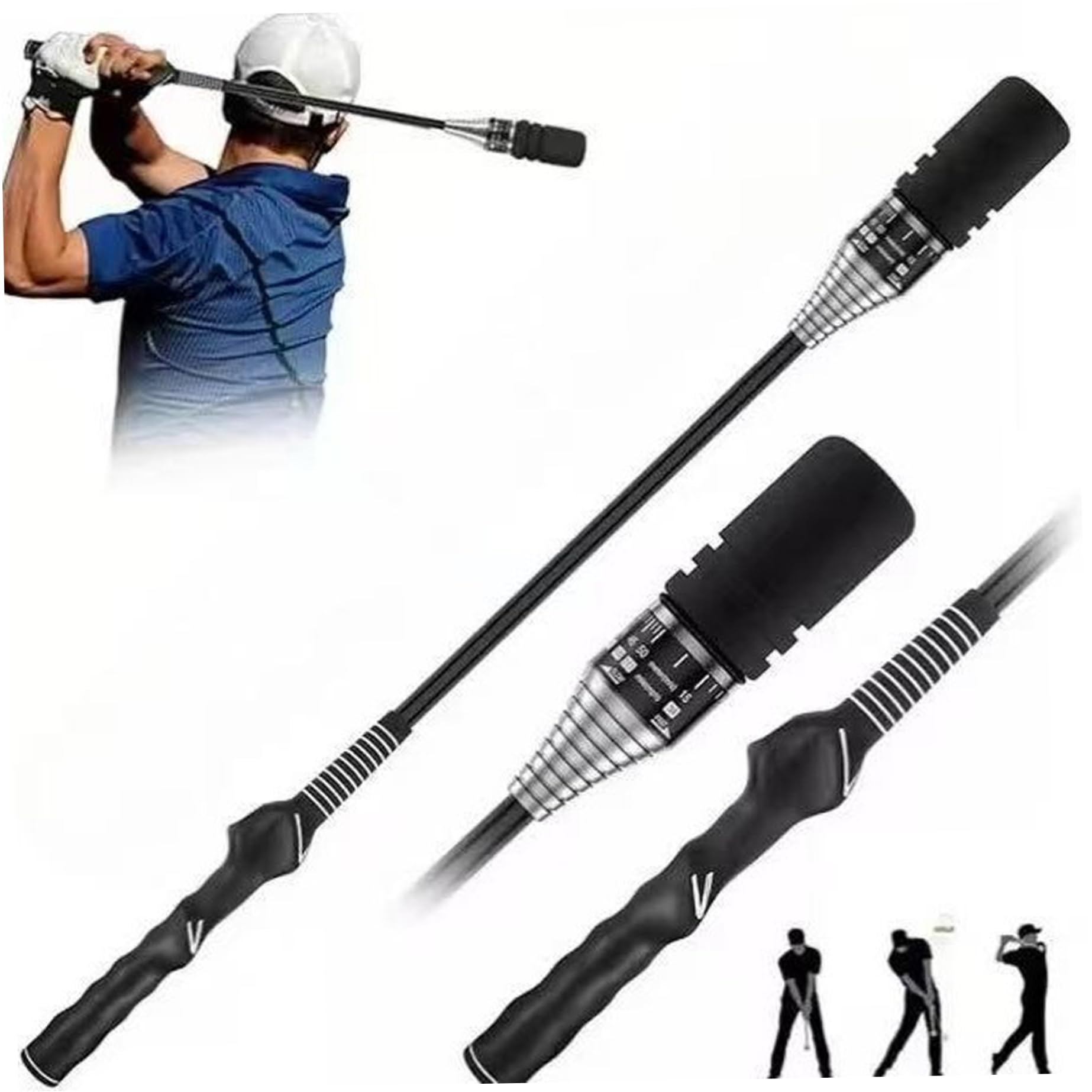 Allenatore di Swing da Golf, ausilio per Allenamento da Golf a velocità Regolabile con Suono a Doppio Impatto per Esercizi Indoor, sessioni all'aperto o Riscaldamento Pre-Round