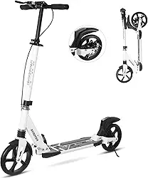 Nattork Patinete para meninos e meninas, portátil, leve, design dobrável, sistema de amortecimento e guidão de altura ajustável, resistente e durável, macio, para meninos e meninas de até 99,8 kg