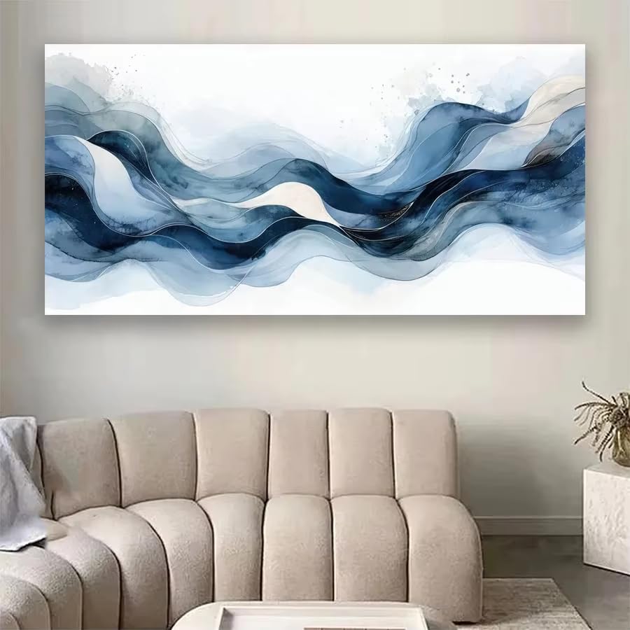 Tableau sur toile 80x160 cm AEFOUU avec cadre plume bleue rose