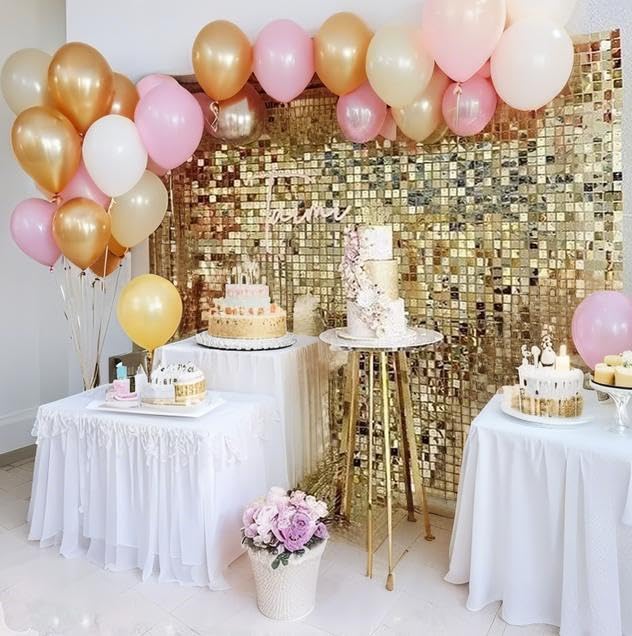 12 pannelli da parete con paillettes luccicanti per grandi eventi, feste di compleanno (oro chiaro)