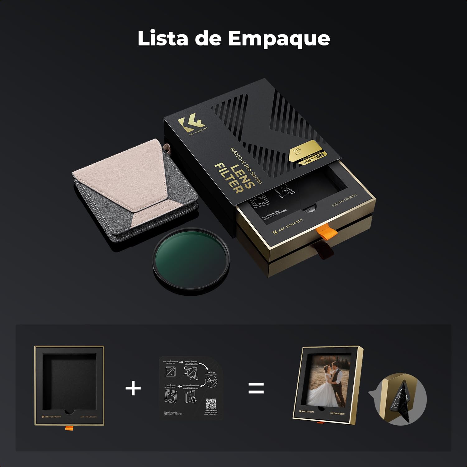 K&F CONCEPT Nano-Xcel Pro 77mm Filtro UV Profesional Marco de Latón Ultradelgado Vidrio HD 99.8% Transmisión Sin Viñeteado para Objetivos Gran Angular con 36 Capas Revestimiento Nano