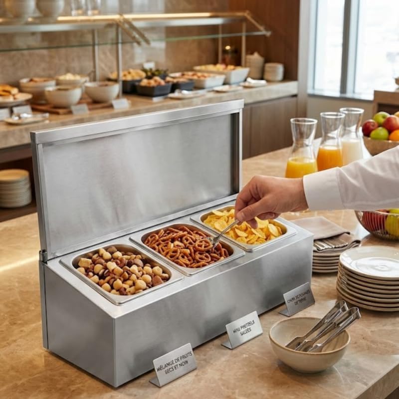 Générique Supporto per vasche Gastro GN 1/6-3 vassoi in acciaio inox incluso