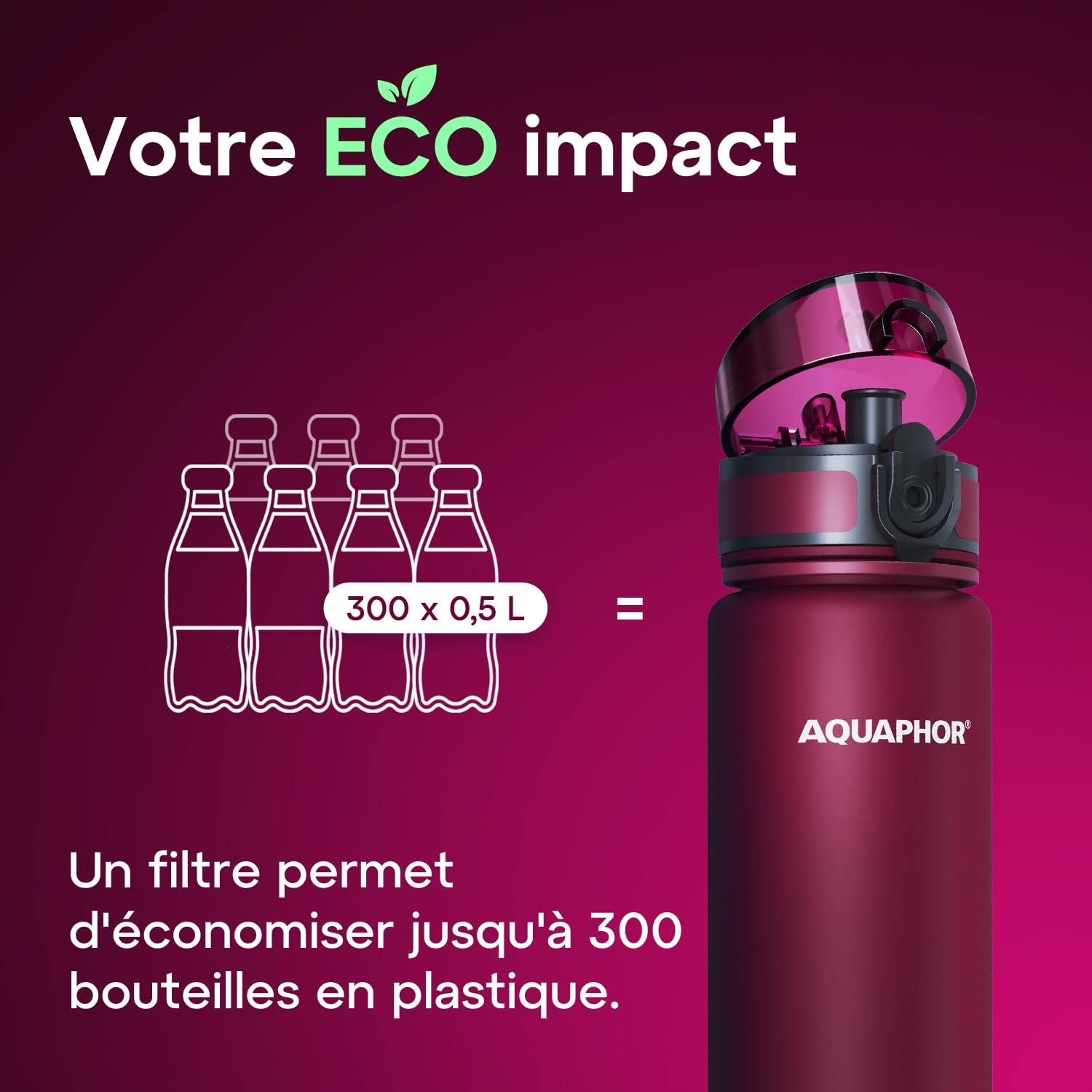 AQUAPHOR City Gourde Filtrante avec filtre à charbon actif (Rouge)