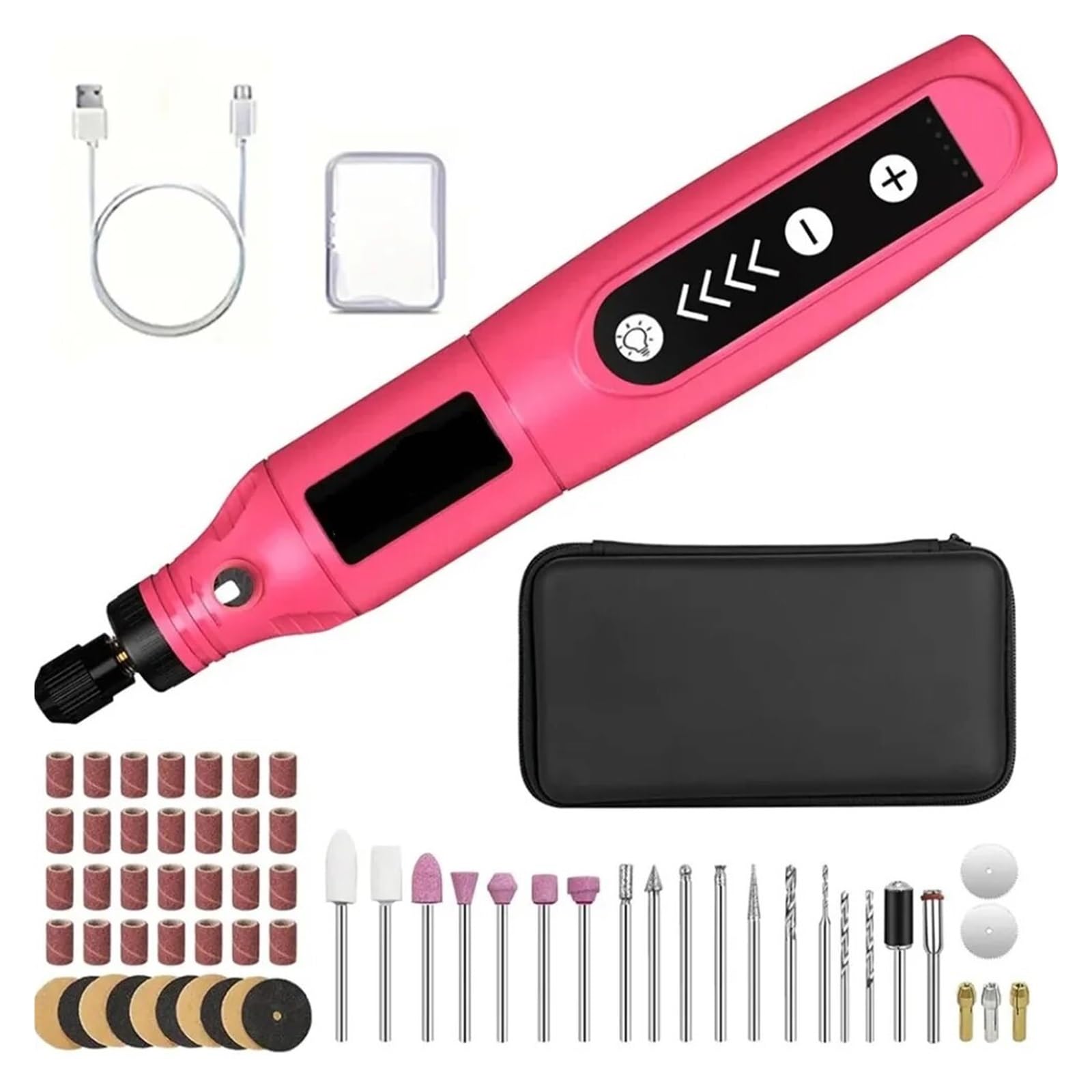 Zestaw narzędzi obrotowych USB bezprzewodowy długopis do obróbki drewna DIY biżuterii metal szkło mini wiertarka bezprzewodowa Łatwy w obsłudze(Pink)