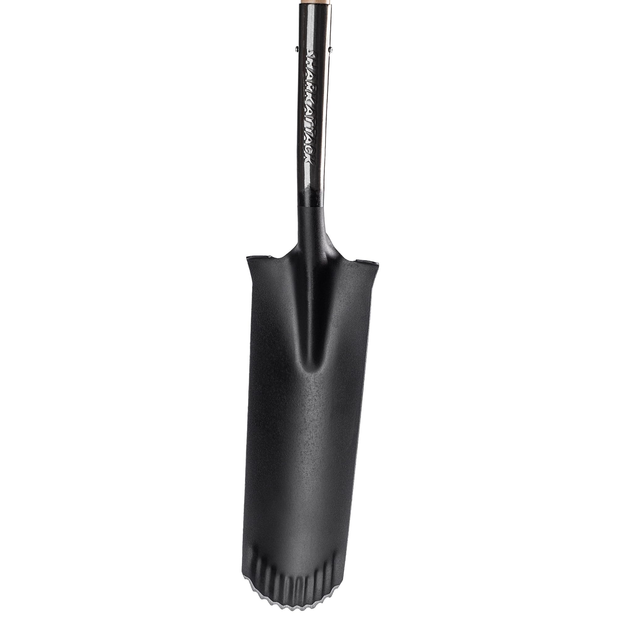 KADAX Drainierspaten, Spitze Schaufel mit D-Griff und Stiel, leichte Drainageschaufel mit Zinken, Ergonomischer Gartenspaten, Kanalspatens zum Löchergraben (124x14cm)