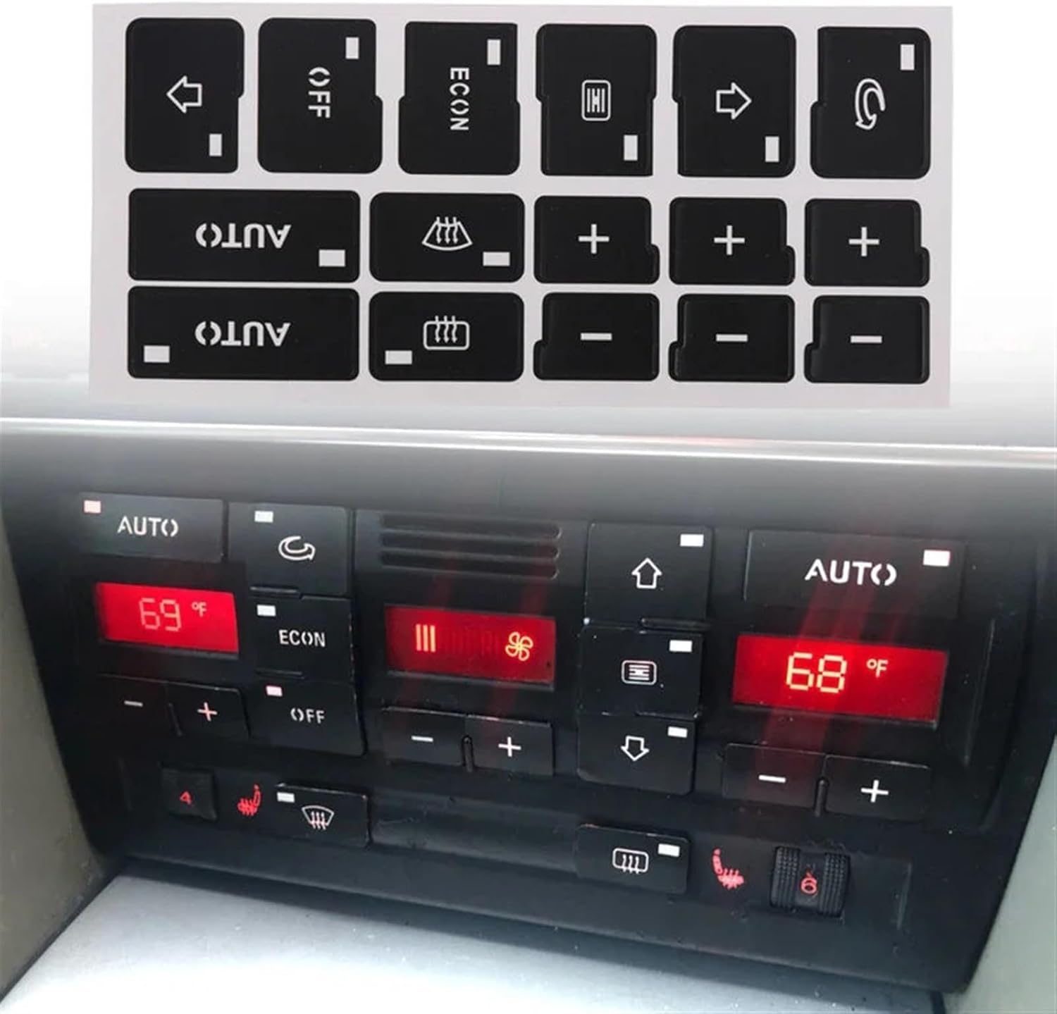 Car Air Conditioning Dash Button Sticker for Audi A4 B6 B7 2000–2004,Radio Dash Buttons Decal Replacement Stickers Auto Interior Accessories