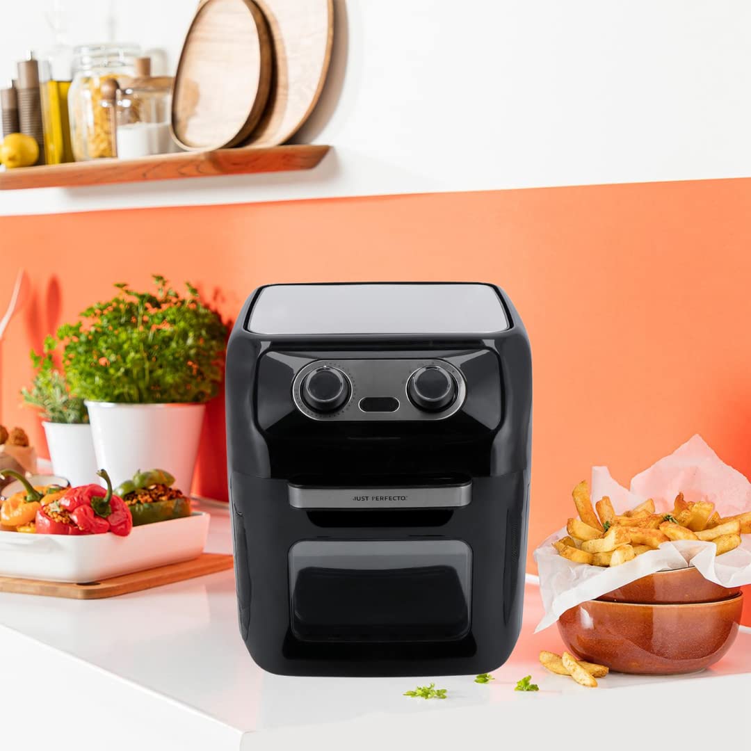 JP Friggitrice ad aria calda XXL 12L-Friggere senza olio con 12 programmi—Friggitrice 1800W con grill a rotazione-Air Fryer con accessori e illuminazione-Friggitrice ad aria calda senza grassi