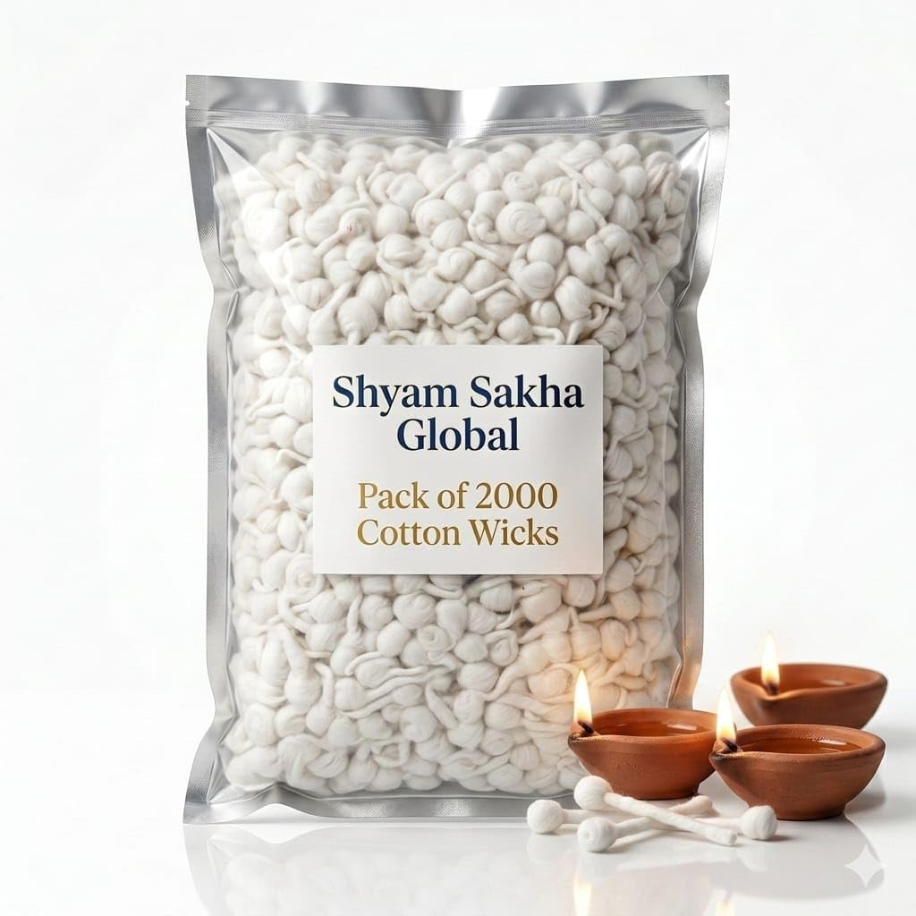 Round Cotton Wicks |for Puja| (Pack of 2000 Pieces)| Phool Batti for Pooja, Aarti, Navratri, and Spiritual Prayers | Ideal for Home Décor, Meditation, and Religious Ceremonies - White Cotton Batti-image-43