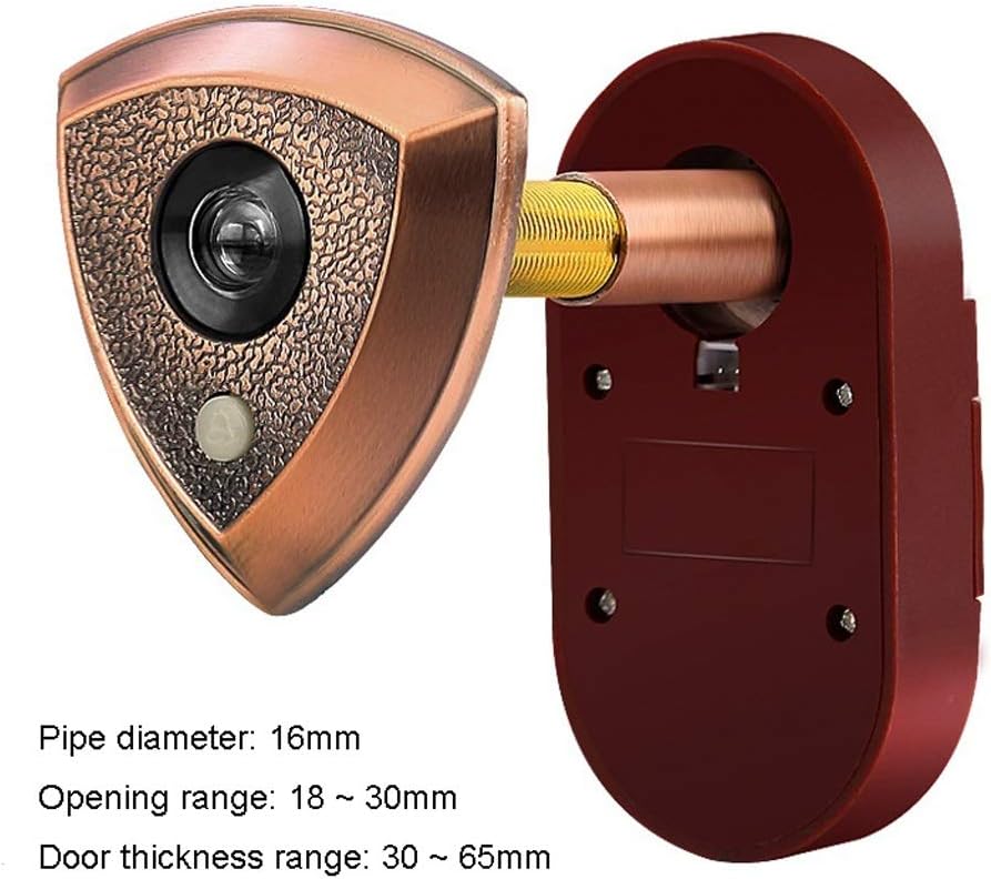 ARCH Household Door Door Mirror Cat's Eye with Doorbell Two-in-one Metal Universal One with Cover 180 Degrees Surveillance Camera (Color : Door Thickness: 65-10mm)