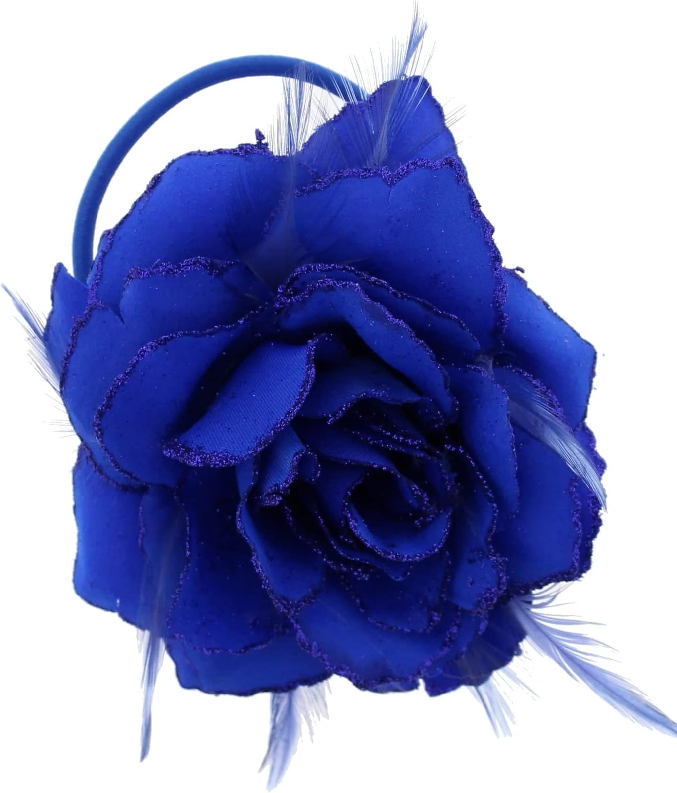 Topkids Accessories Rose Flower Hair Clip Hairband Brooch Safety Pin Hairpin Floral Corsage Fascinator Hair Band Aligator Beak Grip for Women & Girls Wedding Prom Party Special Occasion (Royal Blue)