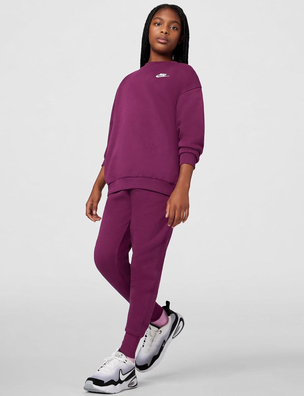 Nike Girls' Sportswear Club Fleece High-Waisted Fitted Pants - Image 2