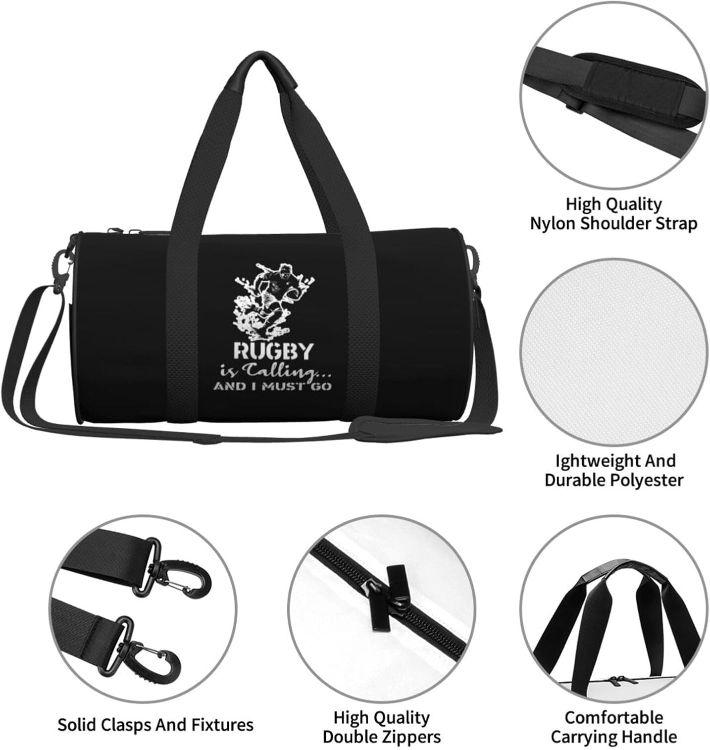 Rugby Is Calling And I Must Go Duffel Bag Gym Bag Travel Sports Tote Large Foldable Beach Swim Yoga3
