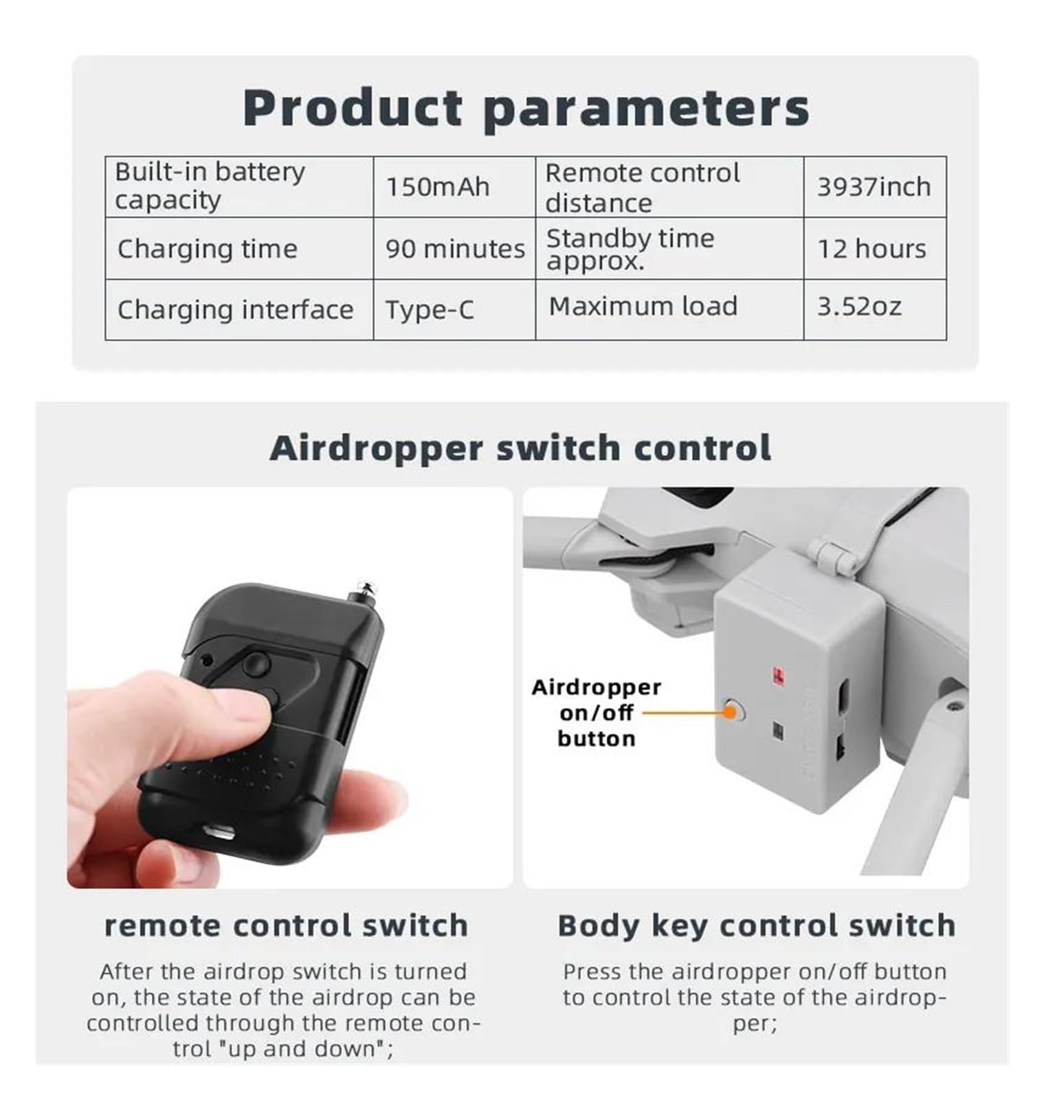 Drone Airdrop Sistema Per DJ&I Mini 4K/Mini 2/SE/Ma&vic Mini Drone Airdrop Air Drop System Lanciatore Esca da Pesca Regalo Gettare Consegna