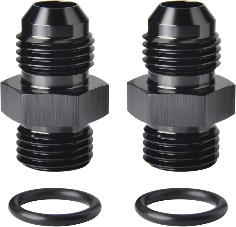 Adaptador de conexão para combustível 4AN macho flare para 4AN ORB Podavelle em alumínio preto – Kit com 2 unidades