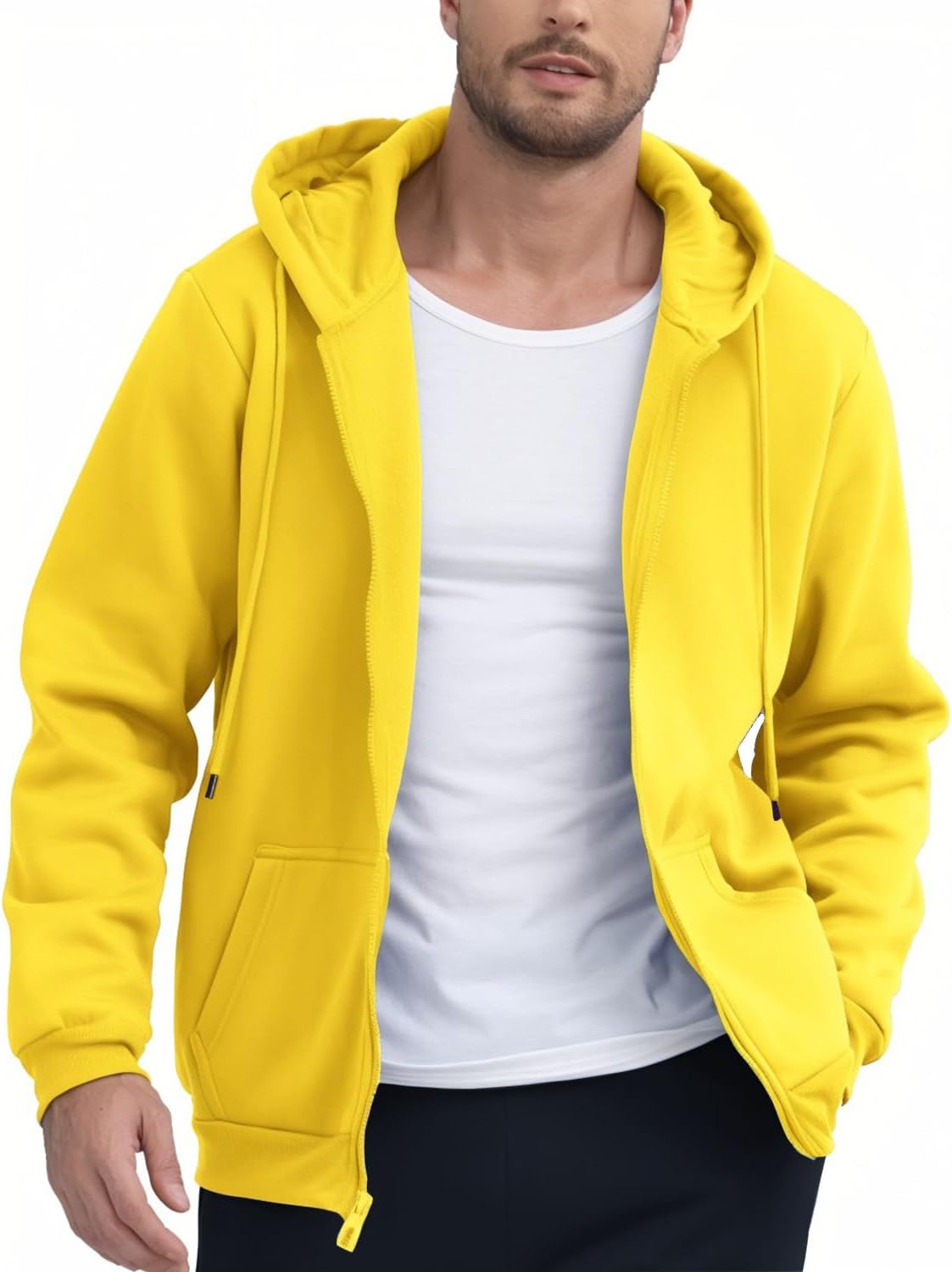 JIHUILAI Men's Fleece Hoodies with Zipper Lightweight Long Sleeve Active Mens Jackets Sports Full Zip Sweatshirts, S-3XL - Image 3