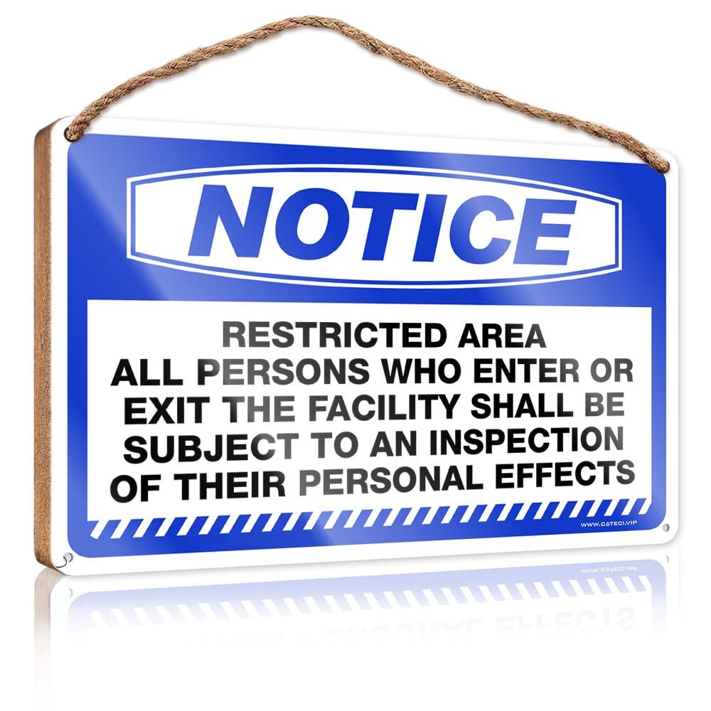 YYHLEH Hanging Plaque Wooden Notice Restricted Area All Persons Who Enter Or Wooden Sign Bathroom Wood Sign Outdoor Patio Decor(23X35CM)