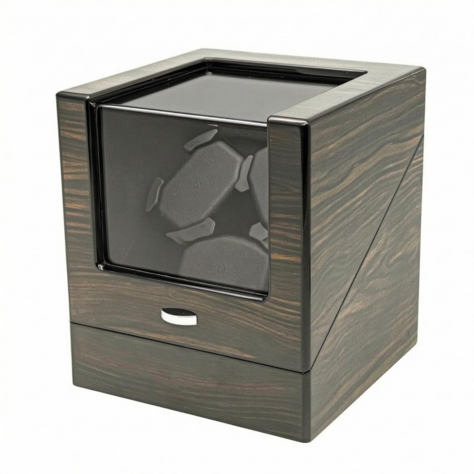 Qianly Scatola Carica Orologi Automatici Automatico Caricatore Orologi con 3 Slot Laccato Custodia Rotante con Finestra per Comodino, Scrivania