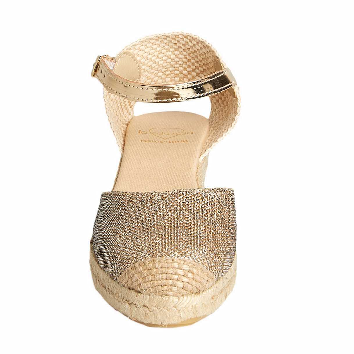 No ES lo mismo - Sandales Ou Espadrilles en Jute avec Talon Compensé Femme | Compensées en Sparte Bout Fermé avec Boucle |Argent Iridium Couleur Imprimé Taille 35 À 41