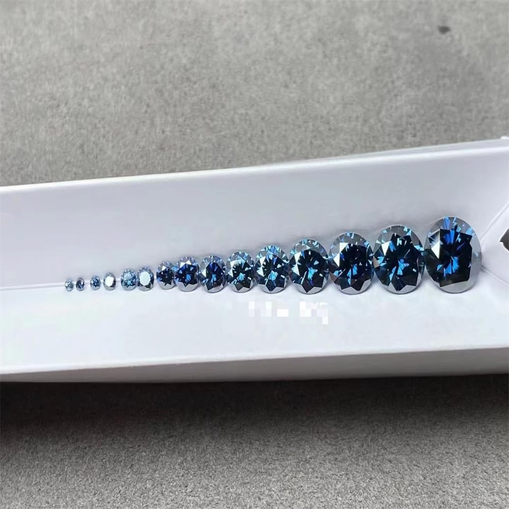 Round 0.5-4ct Blue Color Wholesale Moissanite Loose Stone Lab Diamond Gems VVS1 With Cartificate For Ring Necklace Making